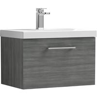 Nuie Arno Single Drawer Wall Hung Vanity Unit 600mm With Standard Basin in Anthracite MFC