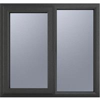 Crystal Casement uPVC Window Left Hand Opening Next To a Fixed Light 1190mm x 1190mm Obscure Double Glazing /White in Grey