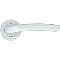 Stanza Santiago Lever on Rose Door Handles Satin (Pair) in Chrome Aluminium