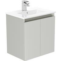 Newland Double Door Slimline Wall Hung Vanity Unit With Basin Pearl 500mm in Grey MFC