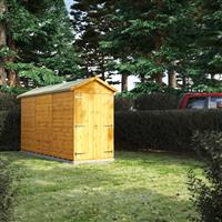 Power Windowless Apex Shed 12' x 4' - Double Door in Natural Timber