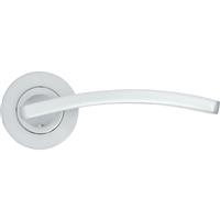 Stanza Toledo on Rose Door Handles Satin (Pair) in Chrome Aluminium