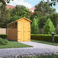 Power Apex Shed 16' x 4' Double Door in Natural Timber