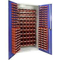 Barton Louvred Panel Cabinet with Red Bins 2000 x 1015 x 430mm with 60 TC1
