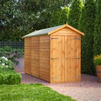 Power Overlap Apex Shed 12' x 4' No Windows in Natural Timber