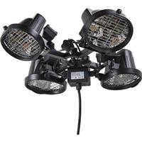 Zink 4 Headed 4 x 450W Parasol Heater 1800W in Black Aluminium