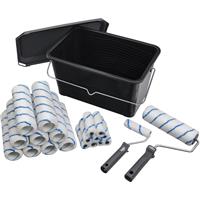 Pinnacle Professional 23 Piece Polyester/Acrylic Blue Stripe Trade Scuttle & Roller Set