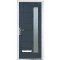 Crystal Composite Door Long Glass Right Hand 920mm x 2055mm Obscure Glass Glazing Anthracite in Grey