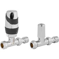 Pegler Yorkshire Pegler Decorative TRV and Lockshield Anthracite and Chrome Straight 15mm Brass