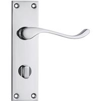 Lockworks Victorian Scroll Door Handle Bathroom Polished (Pair) in Chrome