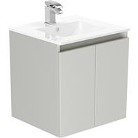 Newland Double Door Wall Hung Vanity Unit With Basin Pearl 500mm in Grey MFC