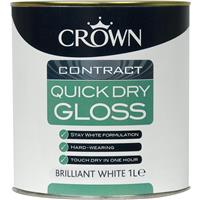 Crown Contract Quick Dry Gloss Paint Brilliant 1L in White