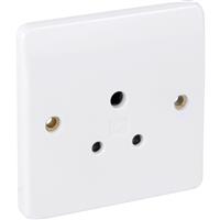 MK Unswitched Socket 1 Gang 5A Round Pins in White Plastic