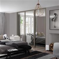 Spacepro Shaker 3 Door Sliding Wardrobe Kit Stone Framed Mirror 1680 x 2260mm in Grey Steel/Glass