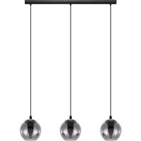 Eglo Ariscani Smoked Glass Triple Pendant Light in Black Steel