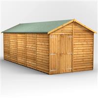 Power Overlap Apex Shed 20' x 8' No Windows in Natural Timber