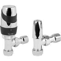 Pegler Yorkshire Pegler Decorative TRV and Lockshield Anthracite and Chrome Angled 15mm Brass