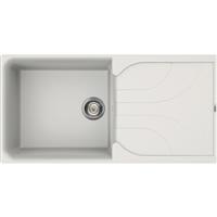 Reginox Ego Reversible Composite Kitchen Sink & Drainer Single Bowl in White Granite Composite