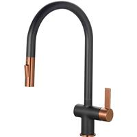 Deva Midford Pull Out Mono Mixer Kitchen Tap /Copper in Black Brass