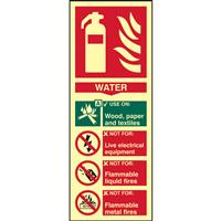 Centurion Photoluminescent Fire Extinguisher Sign Water