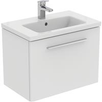 Ideal Standard i. life S Compact Wall Hung Vanity Unit with Basin Matt 600mm with Brushed Chrome Handle in White