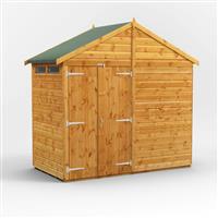 Powersheds Power Apex Security Shed 4' x 8' - Double Doors in Natural Timber