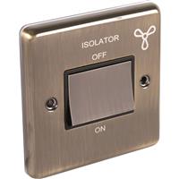 Wessex Electrical Wessex Antique Brass Fan Isolator 10A 3 Pole in Gold Electroplated Steel