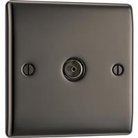 BG Nexus Metal Single Socket For TV or FM Co-Axial Aerial Connection 1 Gang TV/FM in Black Nickel