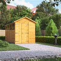 Power Apex Shed 16' x 6' Double Door in Natural Timber