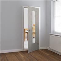 JB Kind Lava Clear Glazed Laminate Internal Door 35 x 1981 x 838mm in Grey
