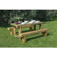 Forest Garden Refectory Table and Sleeper Bench Set 75cm (h) x 180cm (w) x 70cm (d) Timber