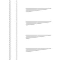 Rothley Twin Slot Shelving Kit 1600mm Uprights (x2) & 270mm Brackets (x4) in White Steel