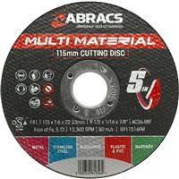 Abracs Multi Purpose Cutting Disc 115 x 1.6 x 22mm (10 Pack) Plastic