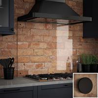 Splashback Glass with Black Caps 900 x 750mm in Clear