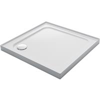 Mira Flight Low Square Shower Tray with Corner Waste 900 x 900mm 4 Upstands in White ABS