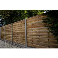 Forest Garden Pressure Treated Decorative Flat Top Fence Panel 6' x 6' in Natural Timber
