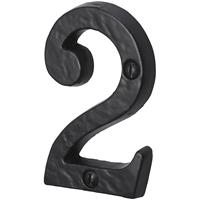 Old Hill Ironworks Door Numeral Number 2 in Black Cast Iron