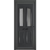 Crystal uPVC Front Door 4 panel 2 Glass Kensington Grey/White Left Hand 920 x 2090mm Obscure Glass 920 x 2090 x 70