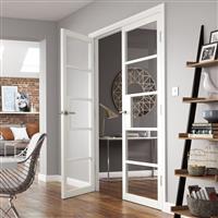 JB Kind Metro Clear Glass Internal Door 35 x 1981 x 838mm in White Mdf