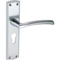 Felisa Dual Finish Door Handles Euro Lock Polished / Satin (Pair) in Silver