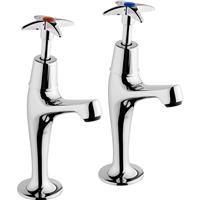 Ebb and Flo Ebb + Flo Cross Head Pillar Kitchen Taps (2 Pack) in Chrome Rubber