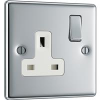 BG Polished 13A DP Switched Socket 1 Gang in Chrome Plastic