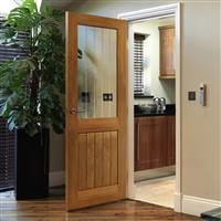 JB Kind Thames 1/2 Light Glazed Internal Door Unfinished 35 x 1981 x 838mm in Oak Veneer