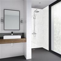 Wetwall Mermaid Elite Tongue & Groove Shower Wall Panel Padova 2420mm x 1200 x 10mm in White Synthetic Waterproof Core