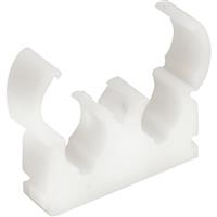 Talon Hinged Clip Double 15mm (50 Pack) in White Polypropylene