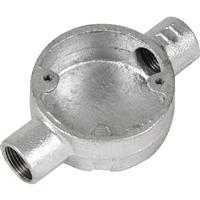 Deta Metal Conduit Through Box 20mm Galvanised in Silver