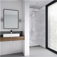 Wetwall Mermaid Elite Tongue & Groove Shower Wall Panel Caliza 2420mm x 1200mm x 10mm Post Formed in Grey Synthetic Waterproof Core