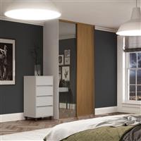 Spacepro Classic 2 Door Sliding Wardrobe Kit and Mirror 1489 x 2260mm in Oak Steel/MFC/Glass