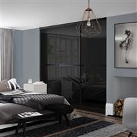 Spacepro Minimalist 3 Door Sliding Wardrobe Kit Framed Glass Doors 2702 x 2260mm in Black Aluminium/Glass