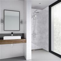 Mermaid Elite Tongue & Groove Shower Wall Panel Caliza 2420mm x 600mm x 10mm in Grey Synthetic Waterproof Core